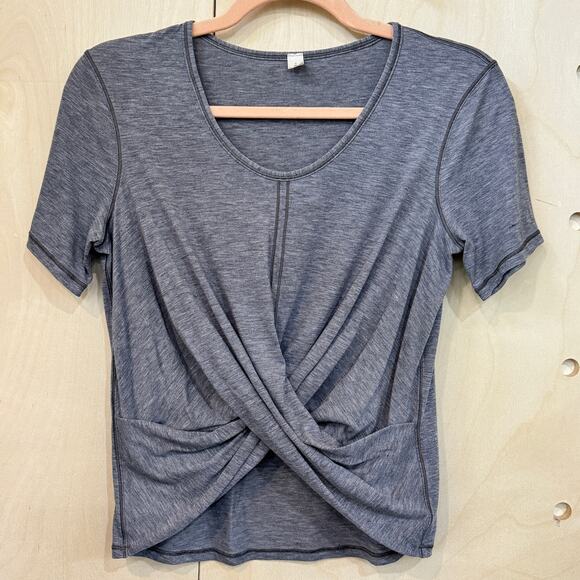 LULULEMON Do the Daily Short Sleeve Tee SZ 2 Blue Grey Heathered Workout T-shirt - Picture 2 of 7